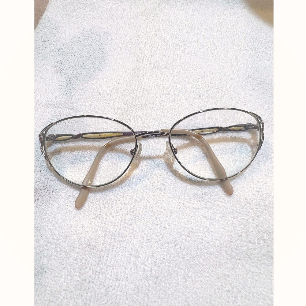Titan 54-18-135 Silver Oval Eyeglass‎ Frames with Stone Accents Vintage Style